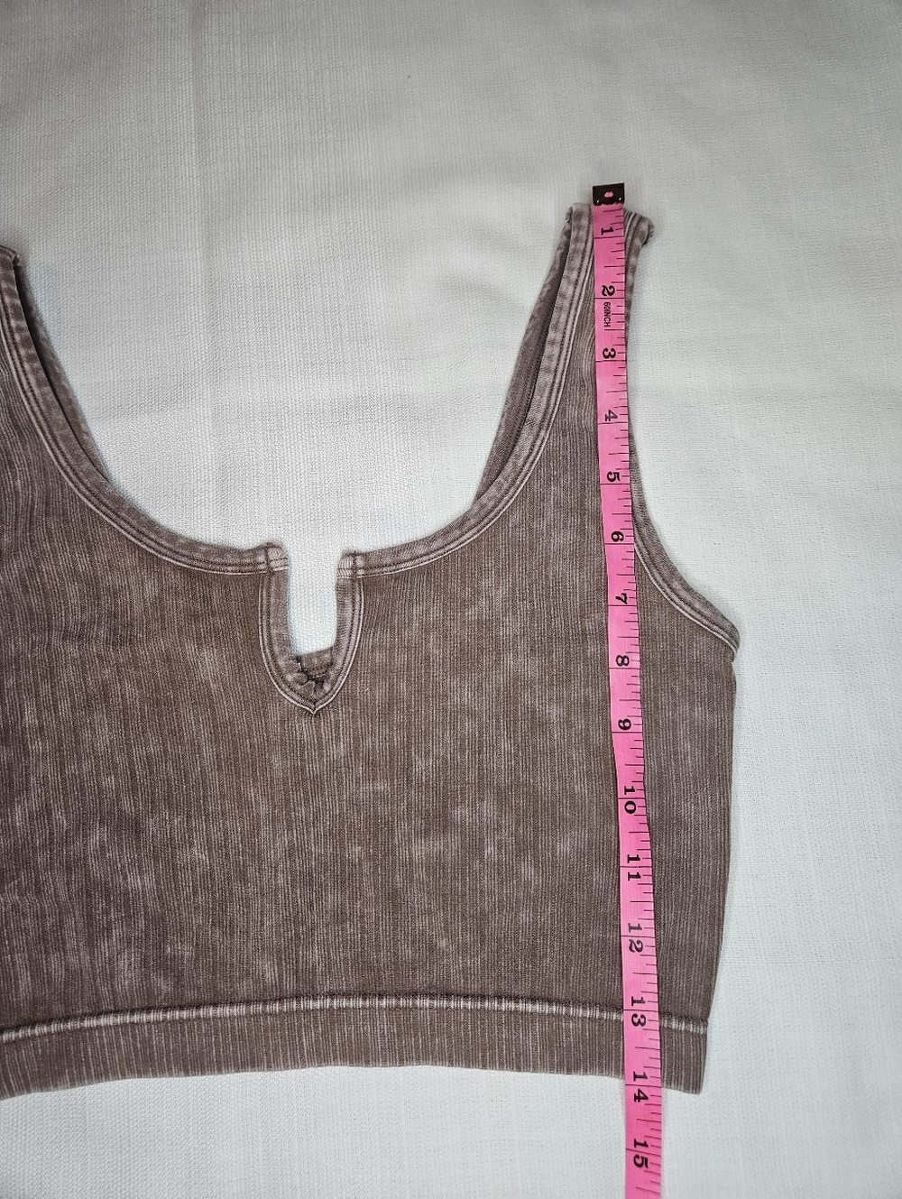 Zenana Outfitters Taupe Ribbed Bralette Notched Neck S/M 14" PTP - Picture 7 of 8